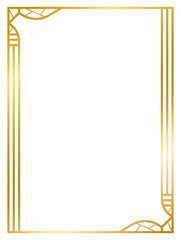 Art Deco gold frame vintage frame line geometric wedding label card frame png transparent background