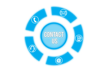 Digital png illustration of circle with contact icons on transparent background