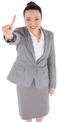 Deurstickers Aziatische plekken Digital png photo of happy asian businesswoman standing on transparent background