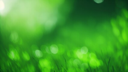 Obraz premium Blurred background. Green nature, grass in garden with morning sun light bokeh.. generative ai