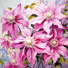Obraz premium Pink Clematis 