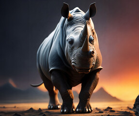 Rhino figure toys style, Vibrant colors, Depth of field view and Incredibly high detail