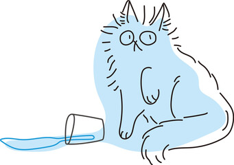 cat spilling water