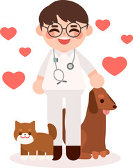 male veterinarian and animals