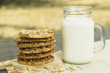 Oatmeal cookies with seeds and dried fruits