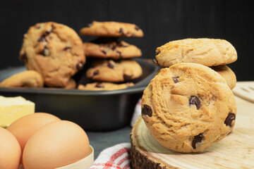 Delicious chocolate cookies, round in shape