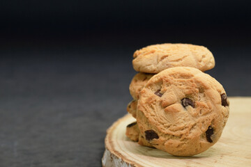 Delicious chocolate cookies, round in shape