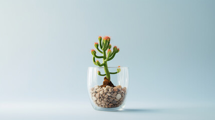 Cactus in a glass vase on the table, Generative Ai