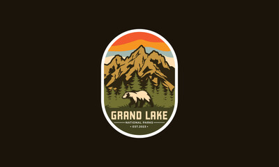 Grand Lake National Park Emblem patch logo Vector illustration