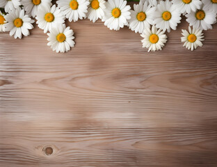 Obraz premium A Daisy Floral Border with Copy Space on a Wood Surface
