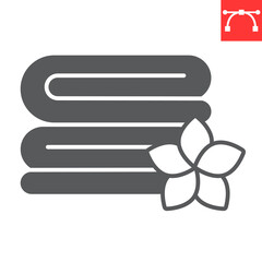 Spa towels glyph icon, hotel and beauty salon, clean bedding sheets vector icon, vector graphics, editable stroke solid sign, eps 10.