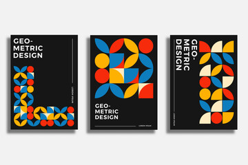 set of modern bauhaus poster geometric abstract shapes for business template illustration