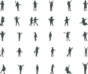 Kids silhouette, Children silhouettes, Children kids silhouette, Kids activities silhouette, Kids Svg, Children vector set, Kids icon bundle. 