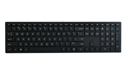 Top view of black computer keyboard isolated on white background