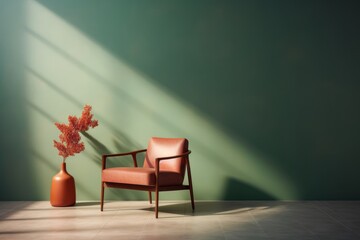 Elegantly Designed Soft Brown Chair in Photorealistic Rendering, Capturing Minimalist Beauty, Light Orange and Light Emerald, generative ai