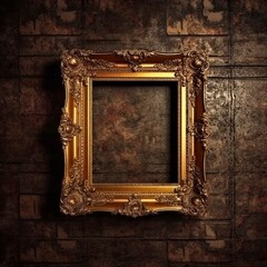 Medieval empty golden picture frame