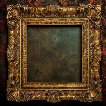 Medieval empty golden picture frame
