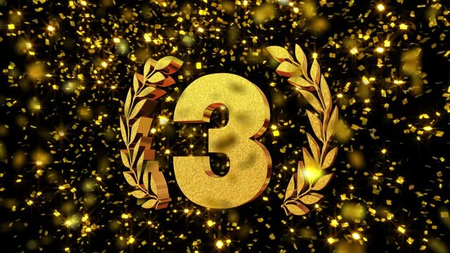 Ranking Gold Confetti background 3D Text 3th