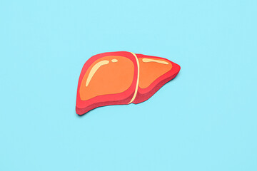 Orange paper liver on blue background