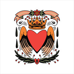 full of love tattoo vector design