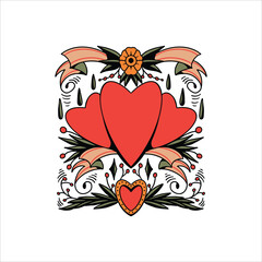 full of love tattoo vector design