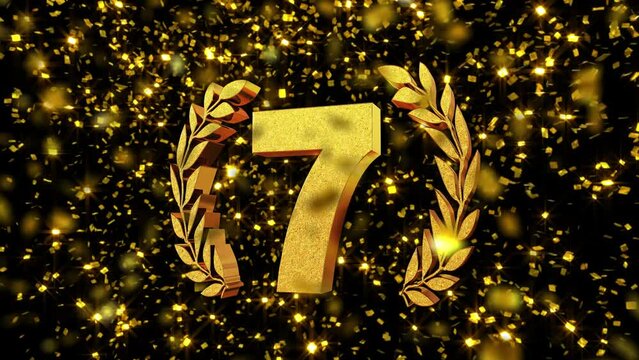 Ranking Gold Confetti background 3D Text 7th