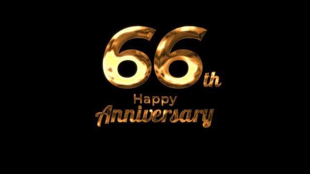Animated text happy anniversary  66th gold 4K, birthday, celebration, moment, gold moment