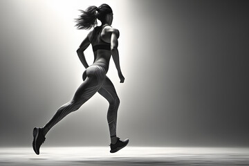 Fototapeta na wymiar Back view of woman running in leggings Generative AI 