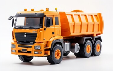 Hyper-realistic white dump truck with orange accents, Generative Ai