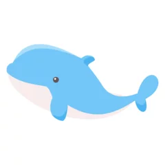 Dekokissen Children's flat vector illustration on white background. Cute blue whale . Vector illustration © Alena