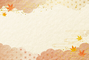 Fototapeta premium 秋のお歳暮や敬老の日 のおしゃれな水彩風 和柄 和紙の背景