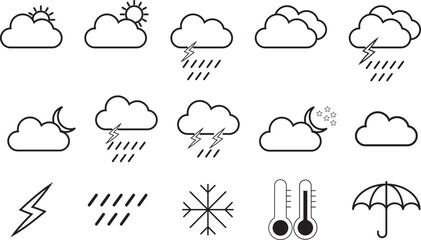 Weather line icon set editable Sign Symbols Vector Illustration