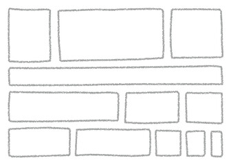 クレヨン素材　手描きのラフなフレームセット 四角