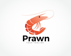 simple jump prawn shrimp sea food logo icon symbol design template illustration inspiration