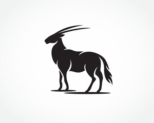 silhouette elegant stand oryx logo design template illustration inspiration