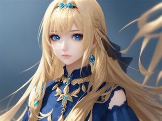 Cute character 3D image of anime inspired girl. Aesthetic wallpaper of anime style character.