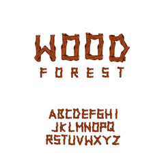 
Set of vector alphabet wood font. Vector forest wood
