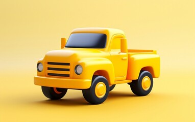 A full yellow toy truck, depicted as a simple perspective icon, Generative Ai
