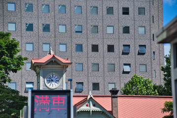 A view of Sapporo Clock Tower in Sapporo, Hokkaido, Japan.