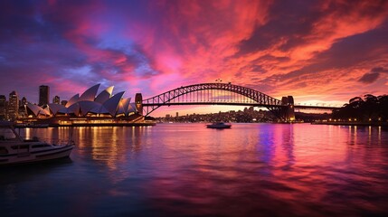 Naklejka premium Sydney Harbour at sunset