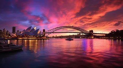 Schilderijen op glas Sydney Harbour at sunset © NasimHC