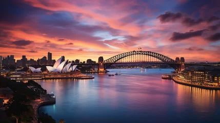 Photo sur Plexiglas Sydney Harbour Bridge Sydney Harbour at sunset