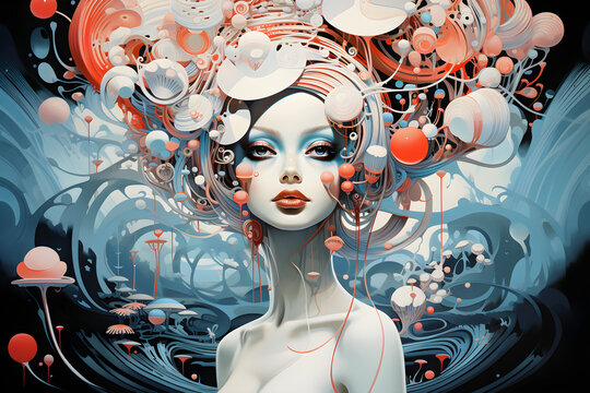beautiful surreal abstract portrait of a woman