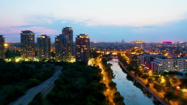 Drone Timelapse Of Delta Vacaresti At Dusk