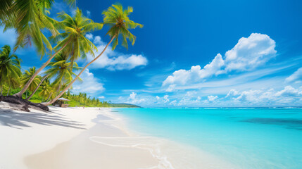 Obraz na płótnie Canvas Tropical landscape beach with green shrub trees