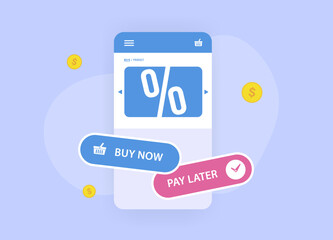 BNPL - Buy Now Pay Later e-commerce marketing strategy concept. Flexible payment option. Credit without a bank card payment at checkout process