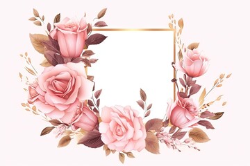 Floral frame. Elegant white background for wedding card. Vintage romantic border for decoration