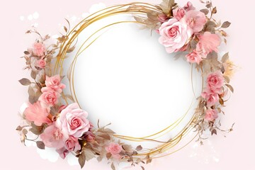 Obraz premium Floral frame. Elegant white background for wedding card. Vintage romantic border for decoration