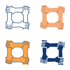 Hands in square form icon set