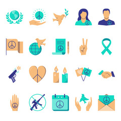Peace icon set in flat style